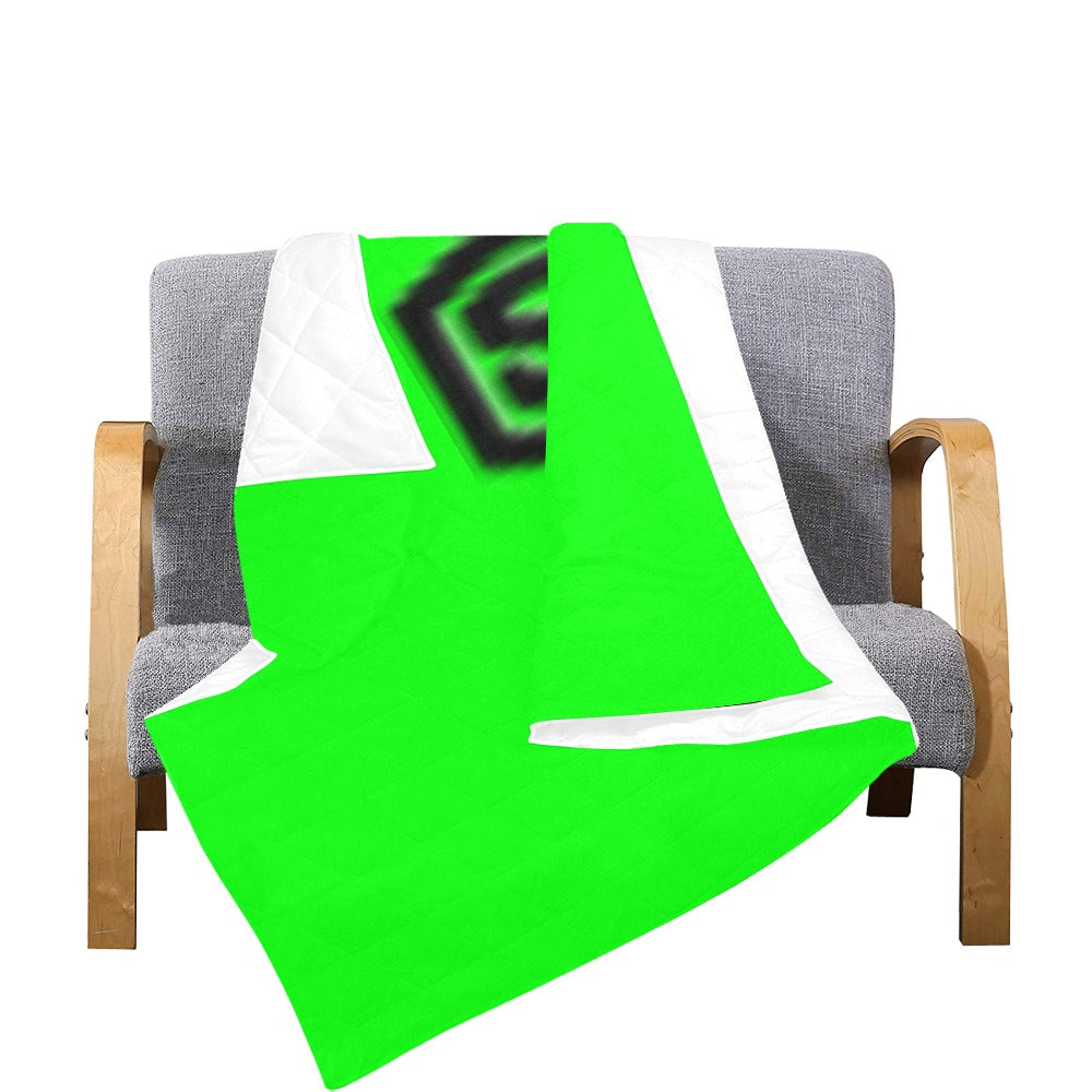 Green Quilt with Black Logo Custom Quilt  70" x 80"