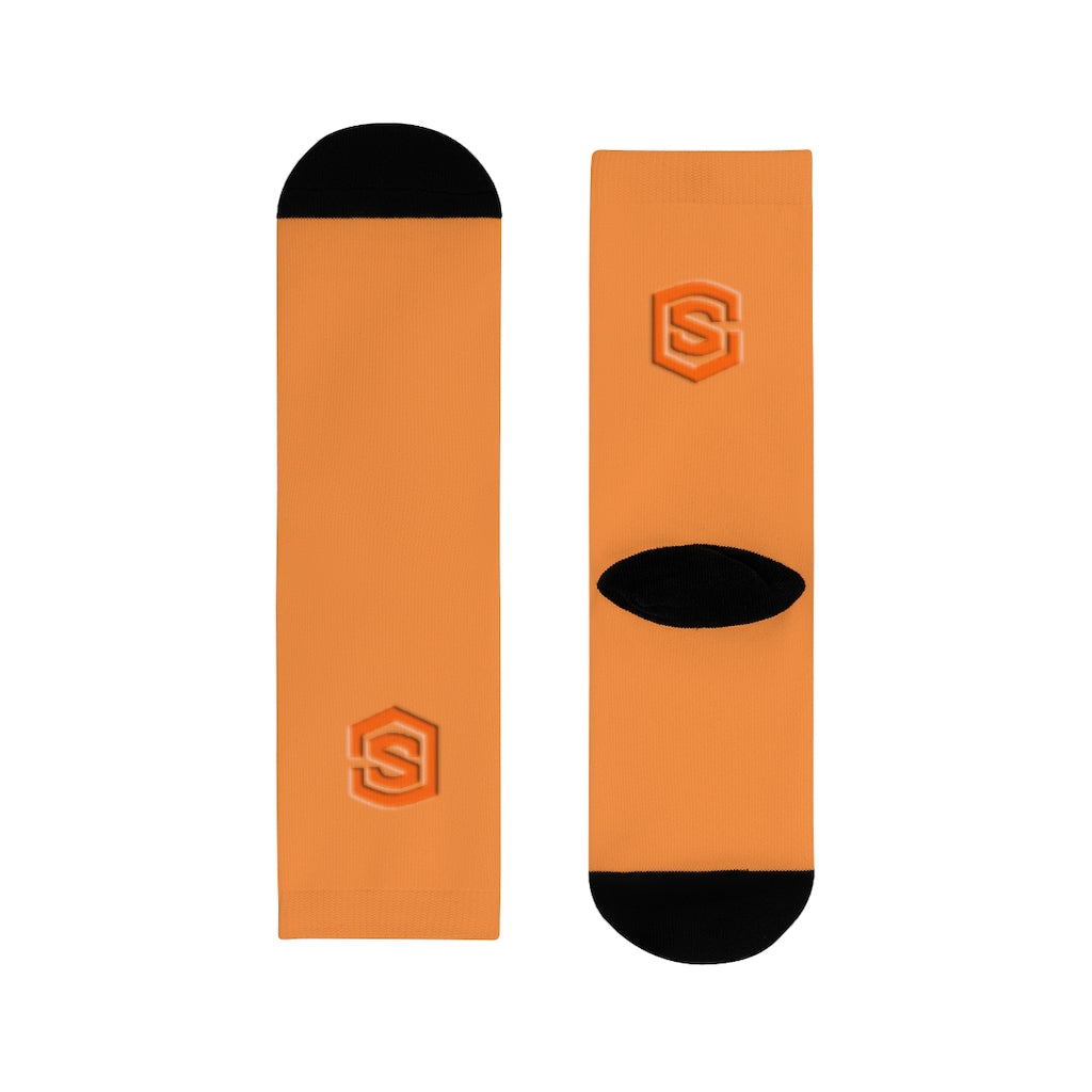 Orange Sublimation Crew Socks (EU) Orange Logo