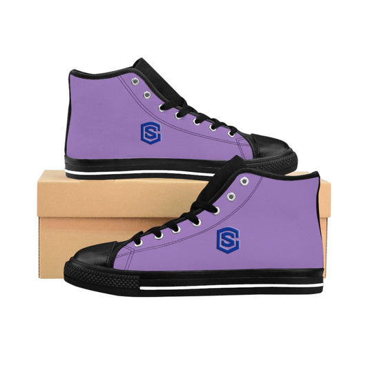 violet Men's High-top Sneakers - blue logo
