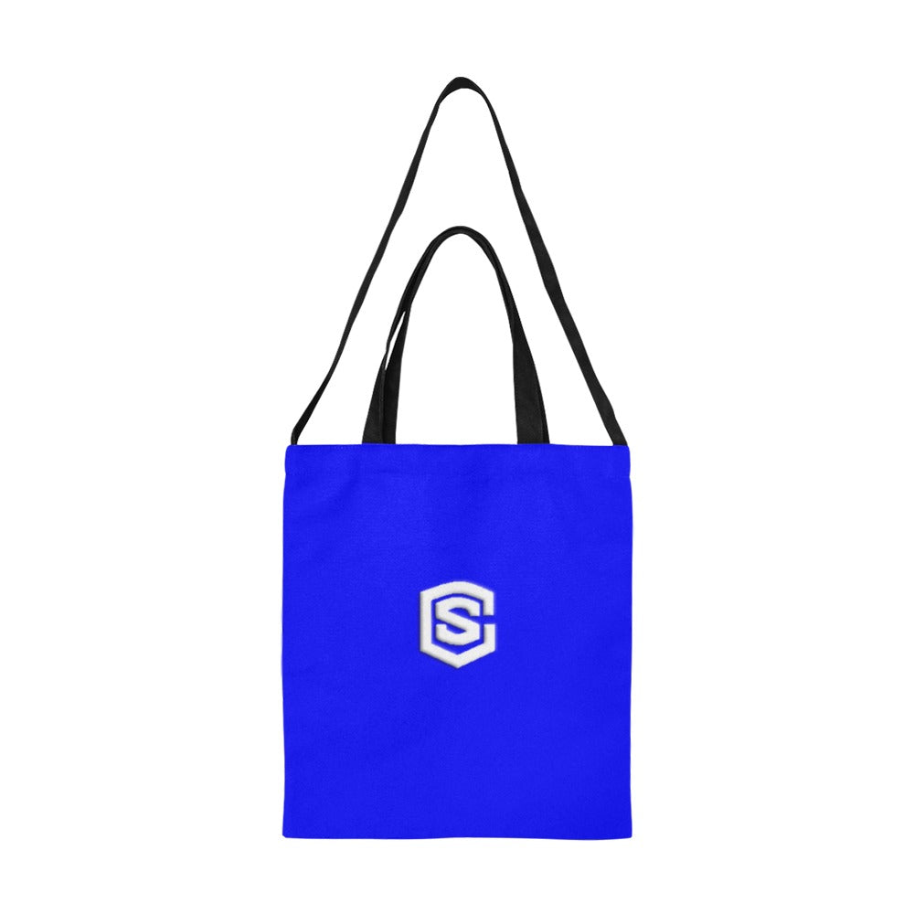 Blue All Over Print Canvas Tote Bag With White Logo All Over Print Canvas Tote Bag(Model1698)(Medium)