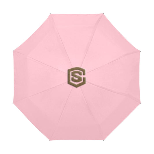 Pink Anti-UV Automatic Umbrella With Brown Logo Anti-UV Automatic Umbrella(Outside Printing)(Model U09)