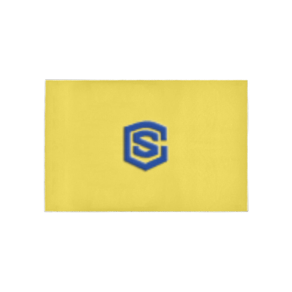Yellow Area Rug Blue Logo Area Rug 5' x 3.2'