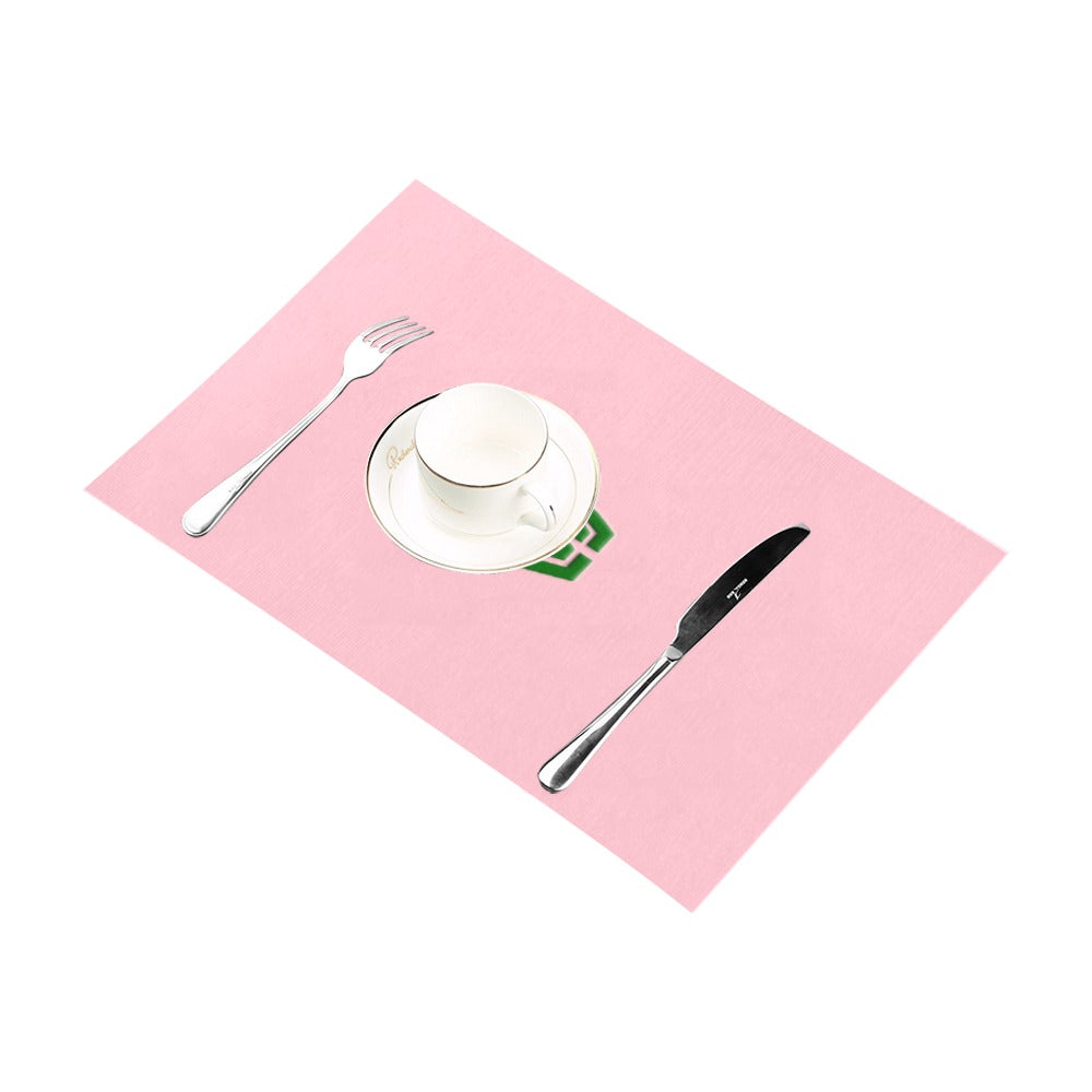 Pink Placemats 12" x 18" With Green Logo Placemats 12" x 18" (Set of 2)