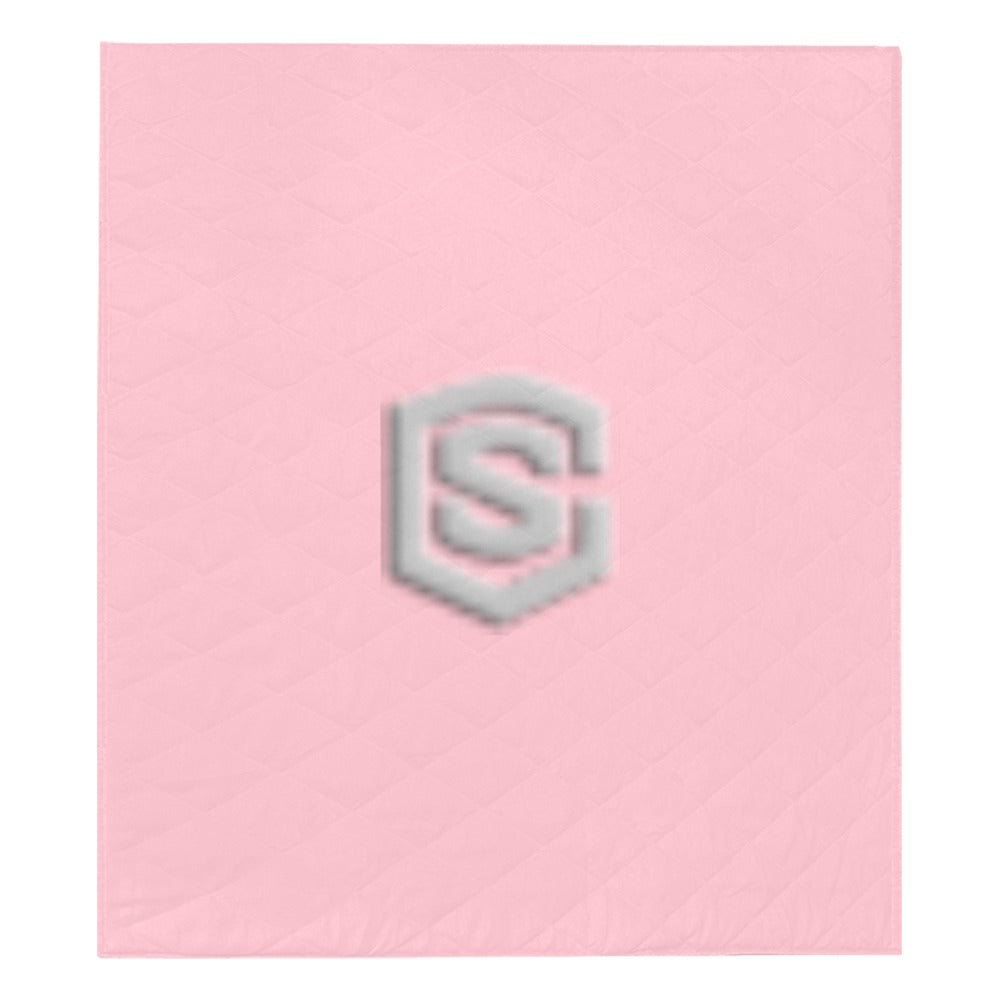 Pink Quilt with Silver Logo Custom Quilt  70" x 80"