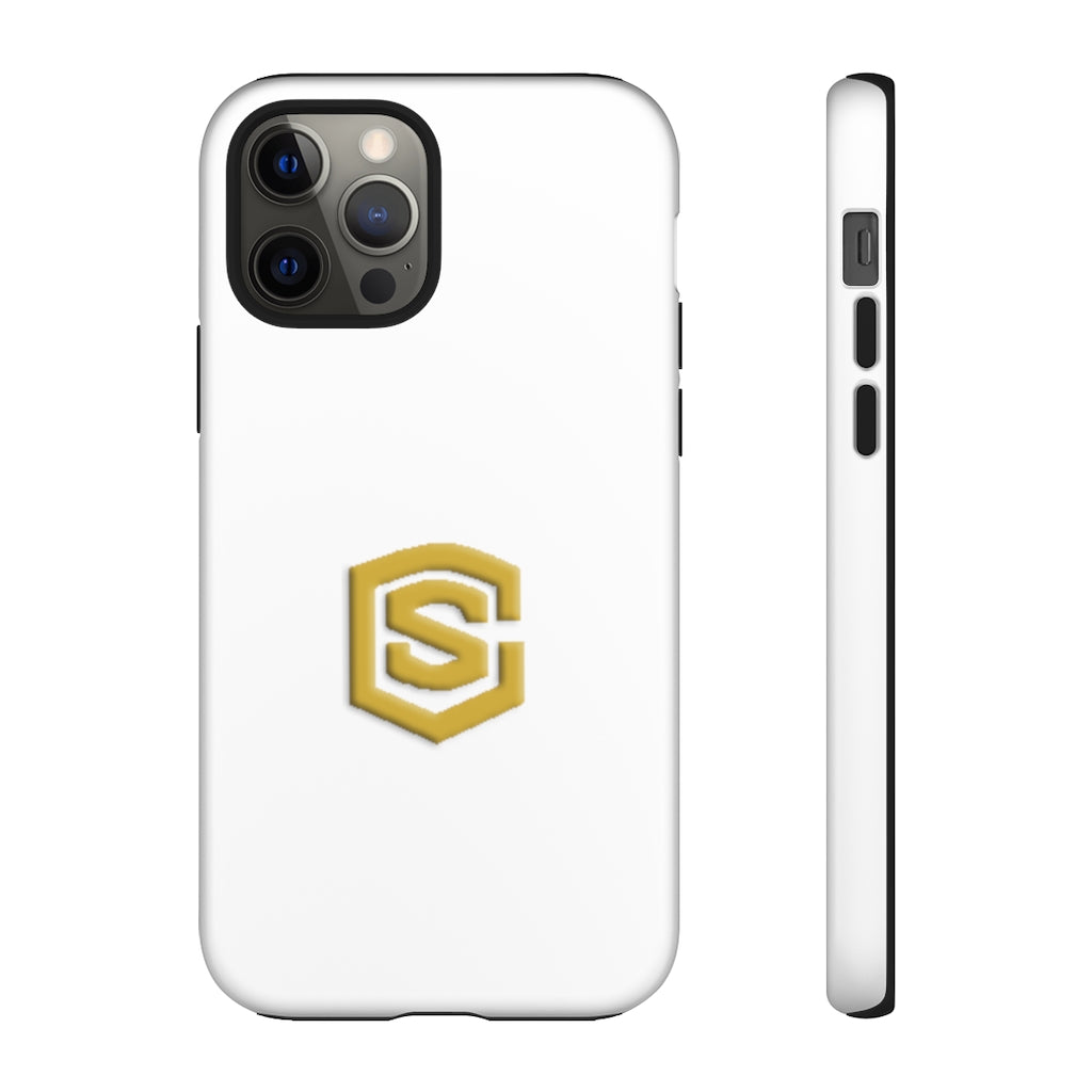 White Tough Cases Gold Logo