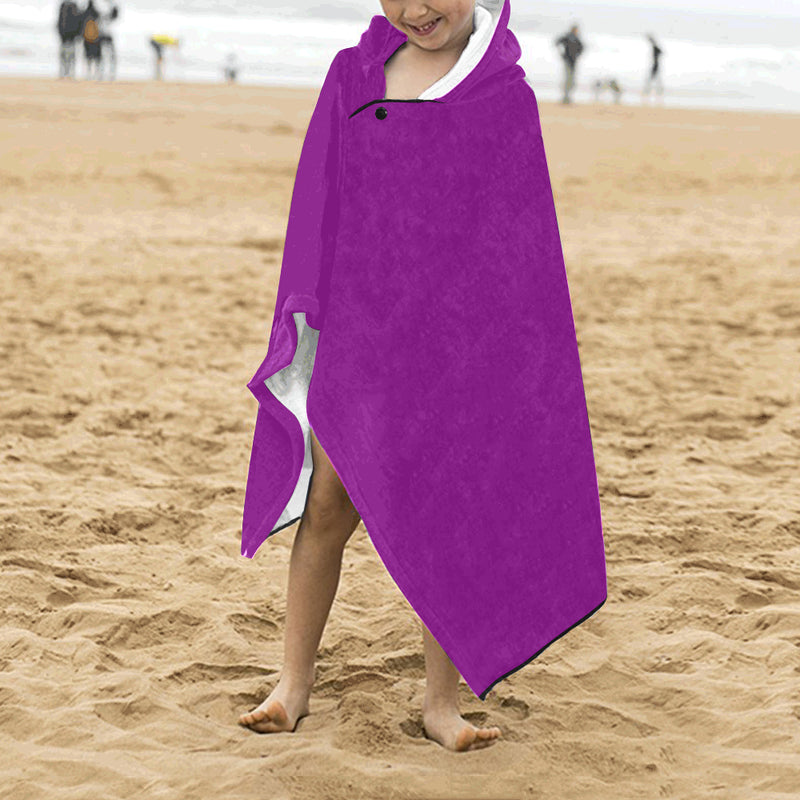 Purple Kids' Hooded Bath Towels with Silver Logo Kids' Hooded Bath Towels