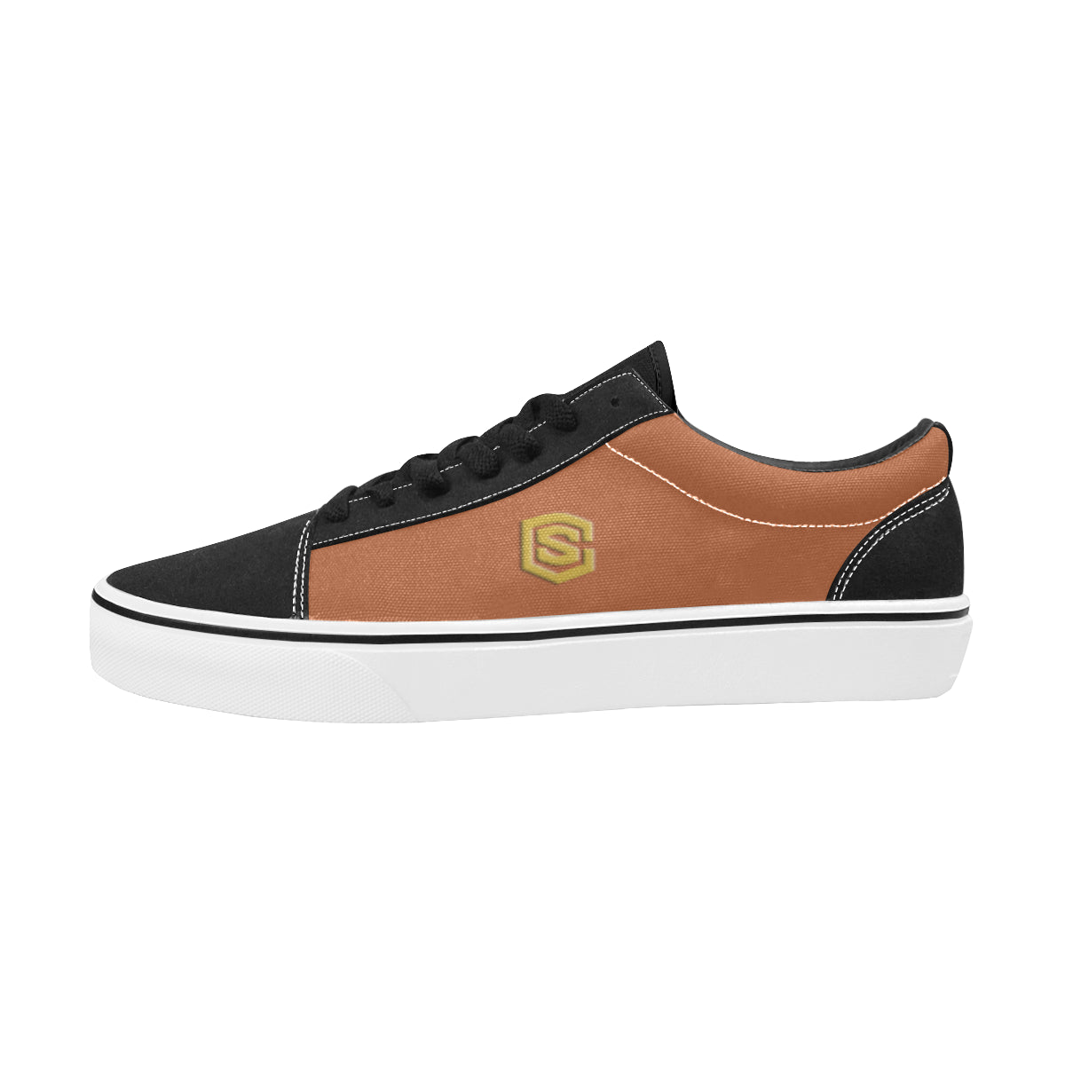 gold logo Men's Low Top Skateboarding Shoes (Model E001-2)