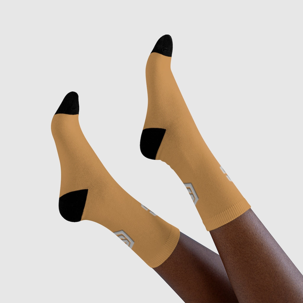 Brown Sublimation Crew Socks (EU) Silver Logo