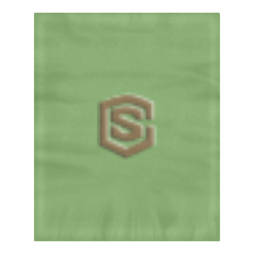Green Duvet Cover Brown Logo 3-Piece Bedding Set (1 Duvet Cover 86"x70"; 2 Pillowcases 20"x30")(One Side)