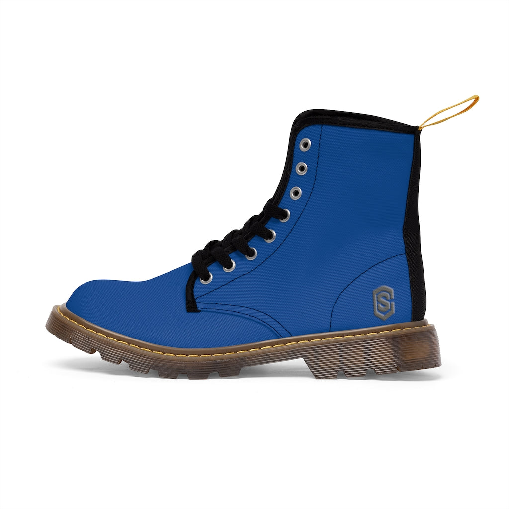 Blue Men's Canvas Boots Silver Logo