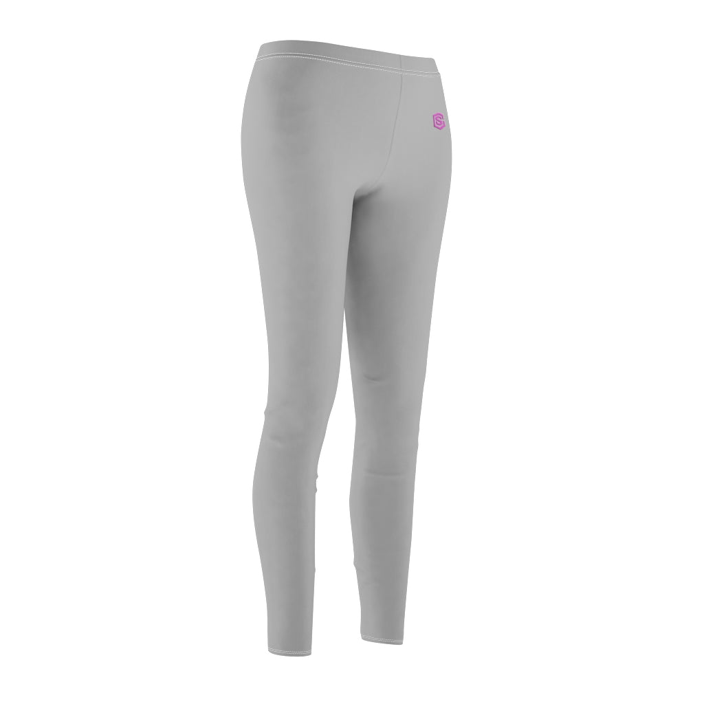 Grey Women's Cut & Sew Casual Leggings Pink logo