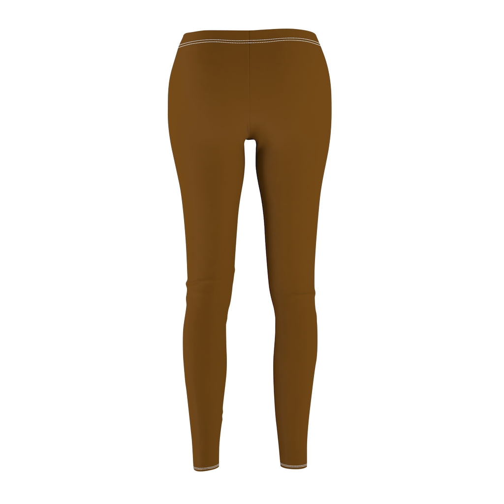 Brown Women's Cut & Sew Casual Leggings Gold logo