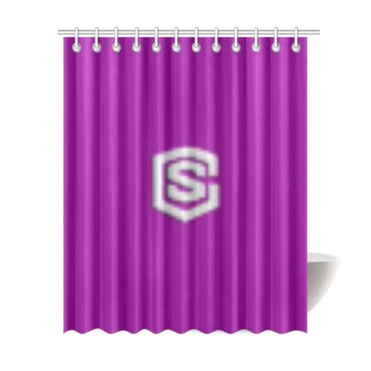 Purple Shower Curtain 69"x84" with Silver Logo Shower Curtain 69"x84"