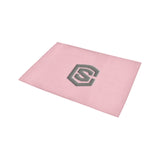 Pink Door Mat with Gray Logo Doormat 24" x 16" (Sponge Material)