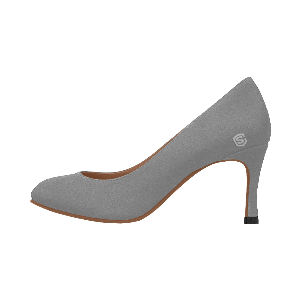 GRAY Women's High Heels silver logo Women's High Heels (Model 048)