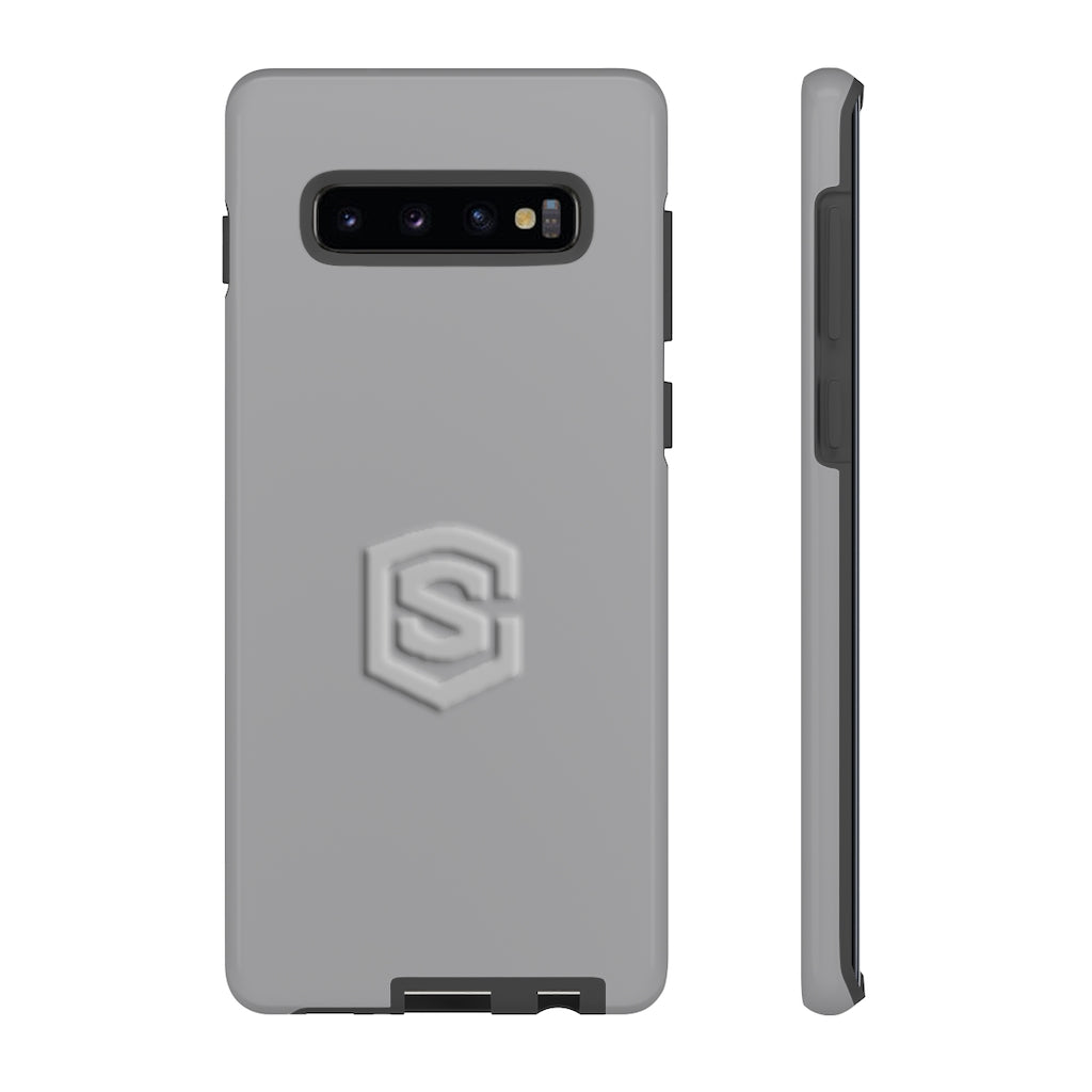 Grey Tough Cases Silver Logo