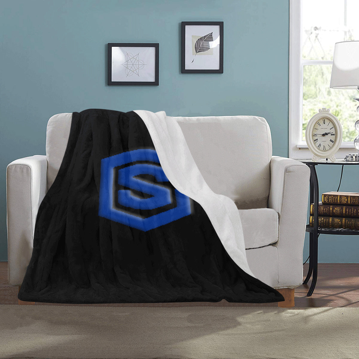 Black Ultra-Soft Micro Fleece Blanket with Blue Logo Ultra-Soft Micro Fleece Blanket 30"x40"