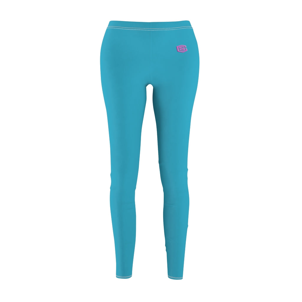Blue Women's Cut & Sew Casual Leggings Pink logo
