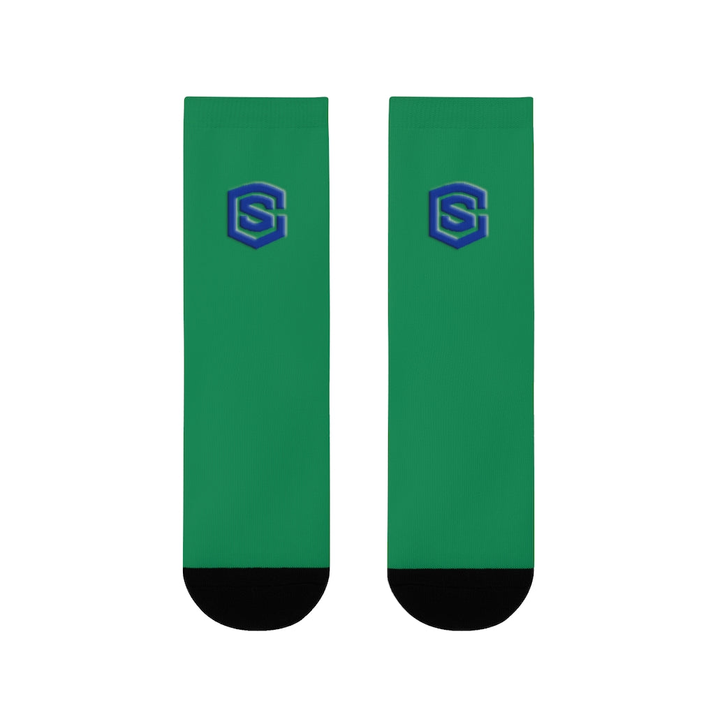 green Sublimation Crew Socks (EU) Blue Logo