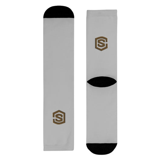 Grey Sublimation Crew Socks (EU) Brown Logo