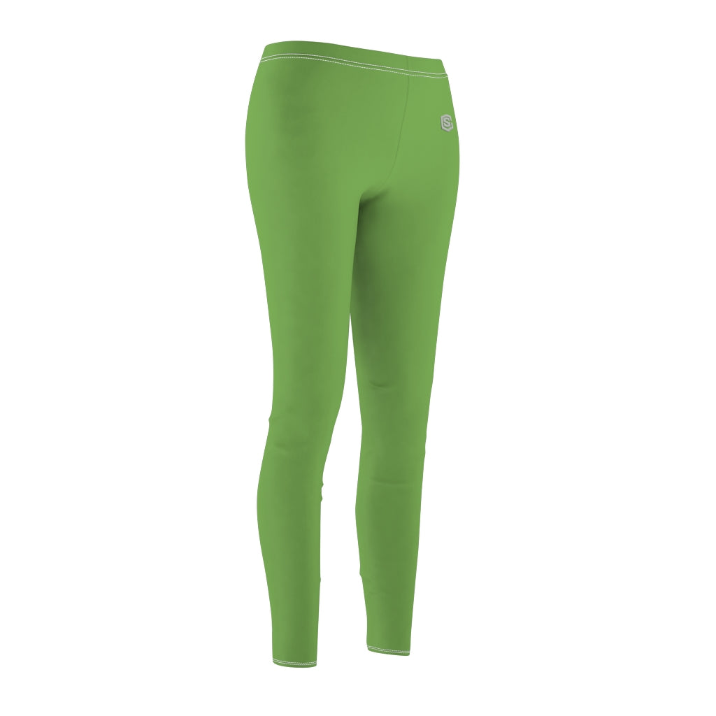 Green Women's Cut & Sew Casual Leggings Silver logo