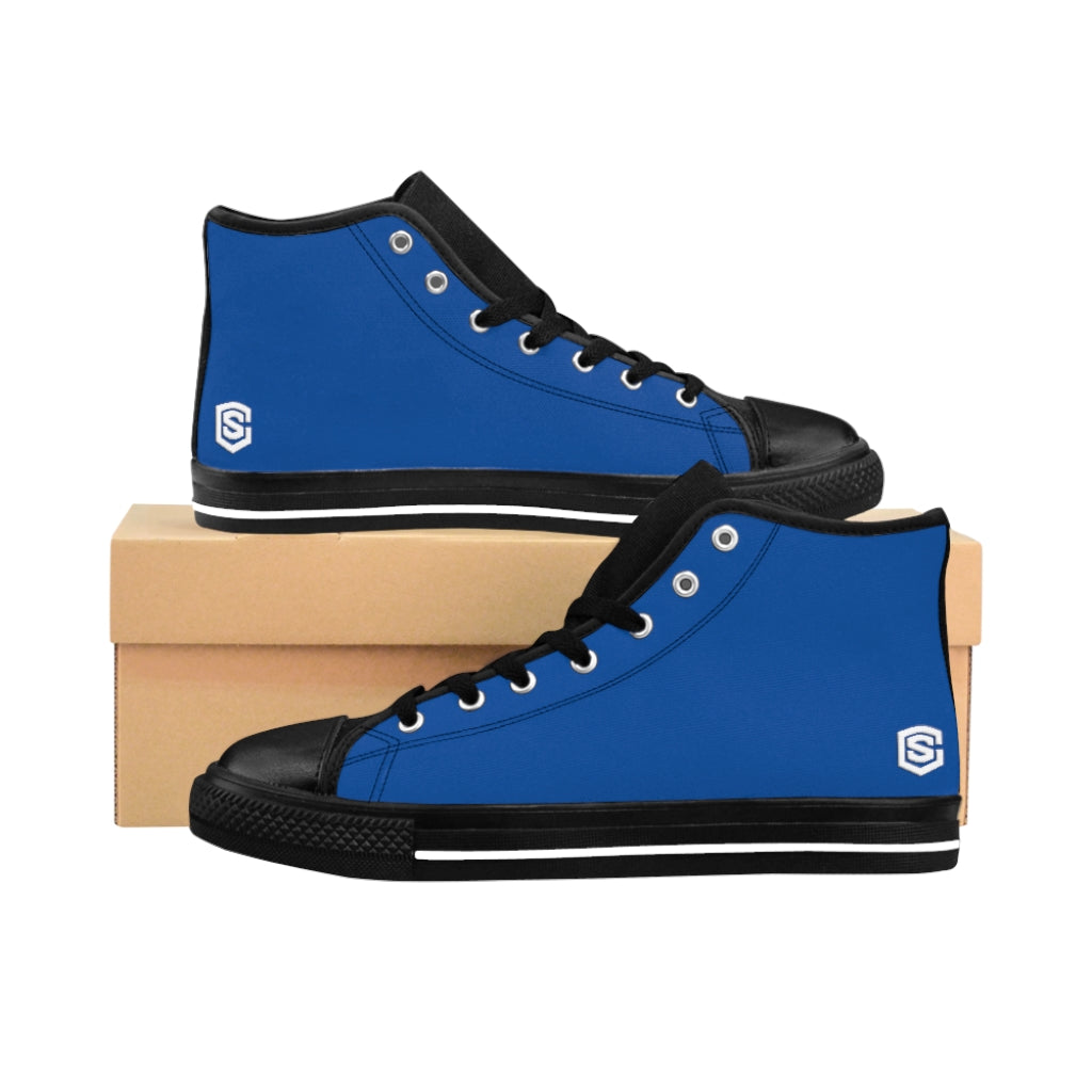 Blue Women's High-top Sneakers White logo