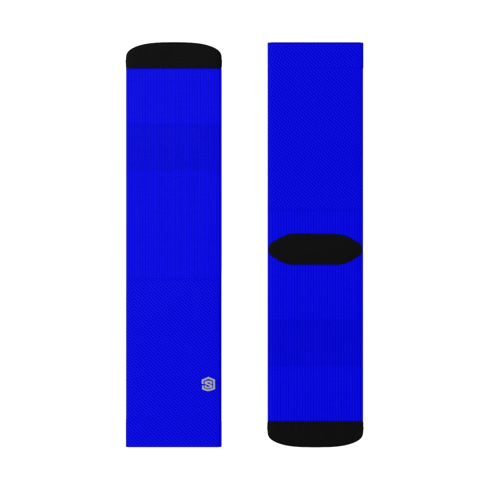 Blue Sublimation Socks with Silver Logo