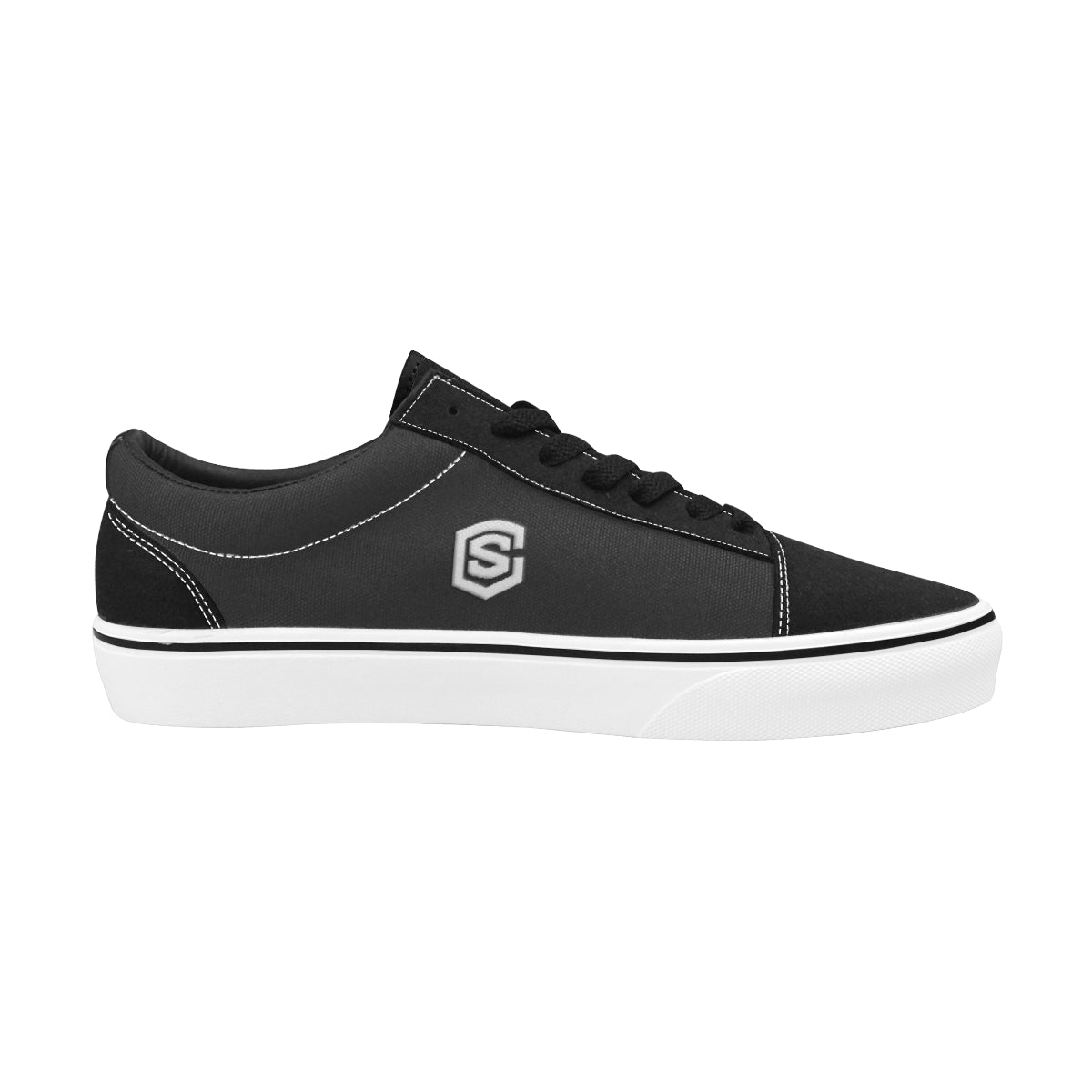 white logo Men's Low Top Skateboarding Shoes (Model E001-2)