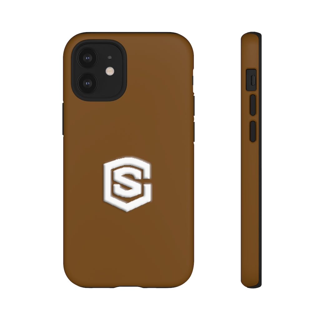 Brown Tough Cases White Logo