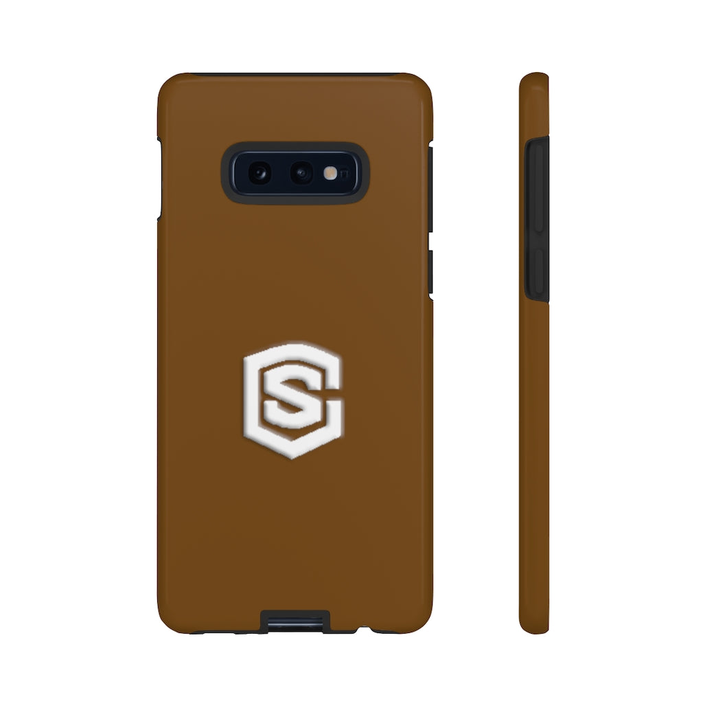 Brown Tough Cases White Logo