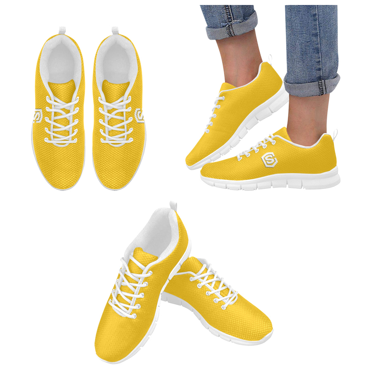 white logo Women's Breathable Running Shoes (Model 055)