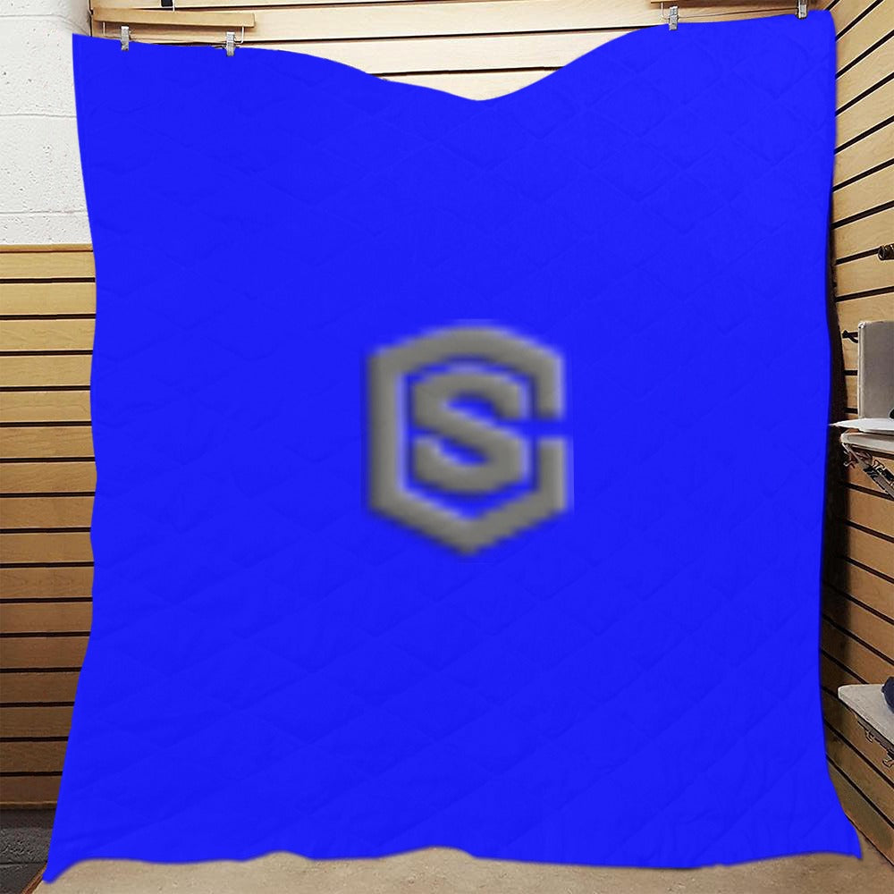 Blue Quilt with Gray Logo Custom Quilt  70" x 80"