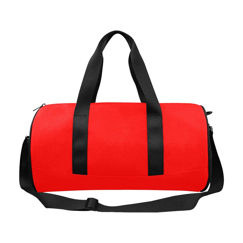 RED TRAVEL BAG WITH BLACK LOGO Travel Duffel Bags (Model 1679)
