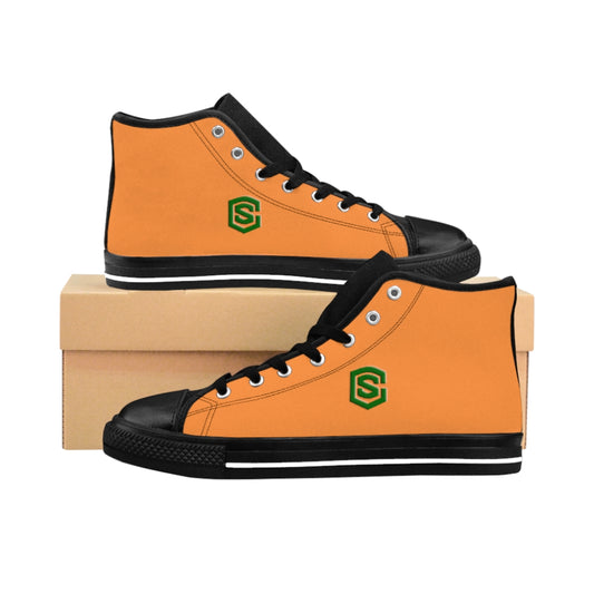 orange Men's High-top Sneakers - green logo