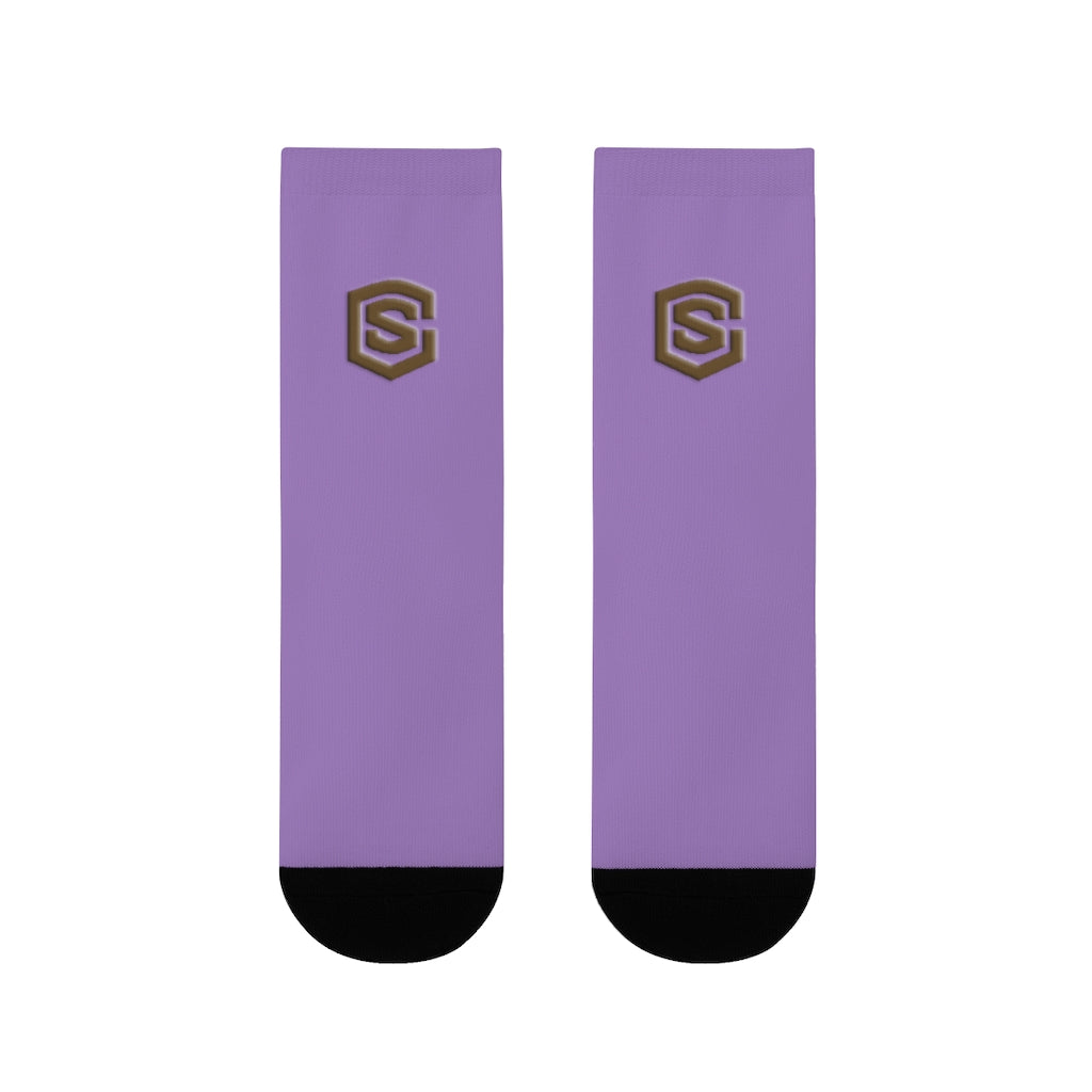 Purple Sublimation Crew Socks (EU) Brown Logo