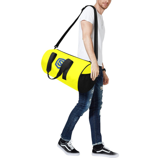 YELLOW TRAVEL BAG WITH BLUE LOGO Travel Duffel Bags (Model 1679)
