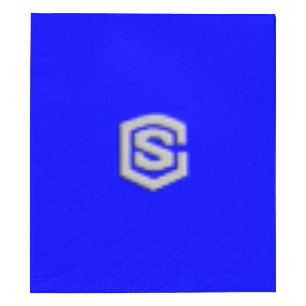 Blue  Quilt with Silver Logo Custom Quilt  70" x 80"