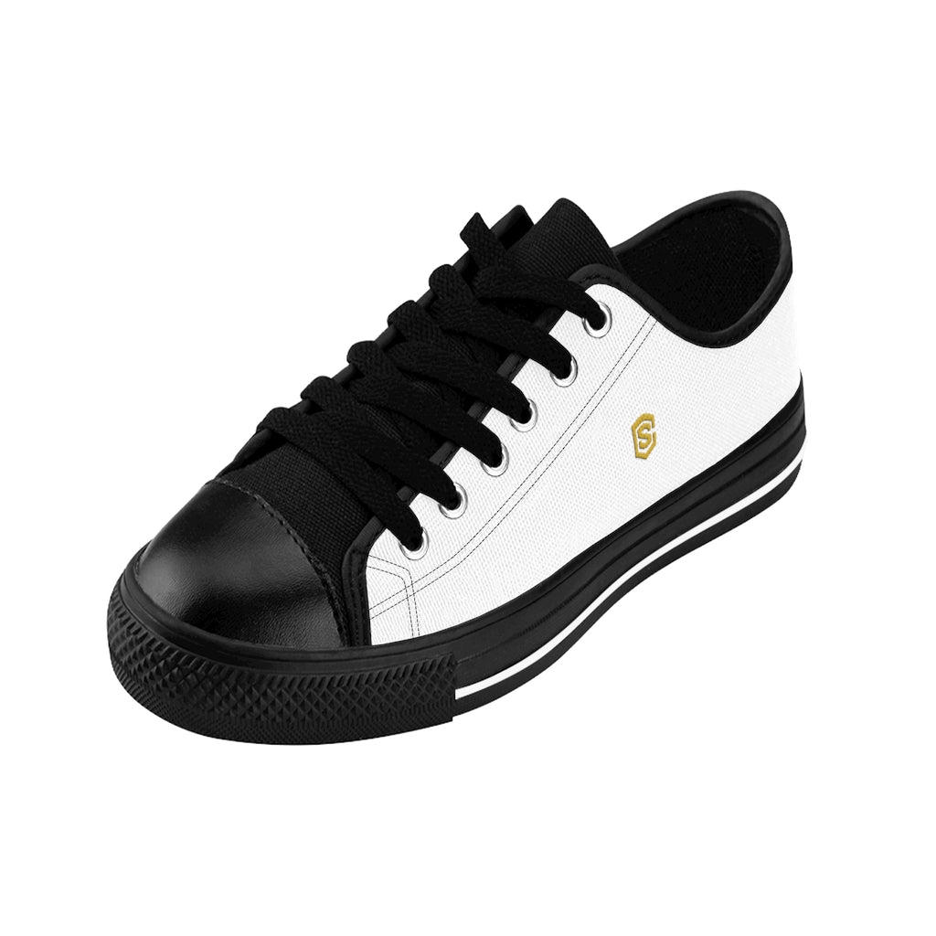 White Men's Sneakers golden logo
