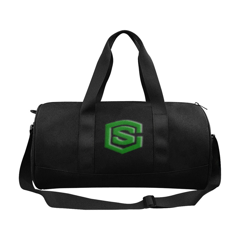 BLACK TRAVEL BAG WITH GREEN LOGO Travel Duffel Bags (Model 1679)