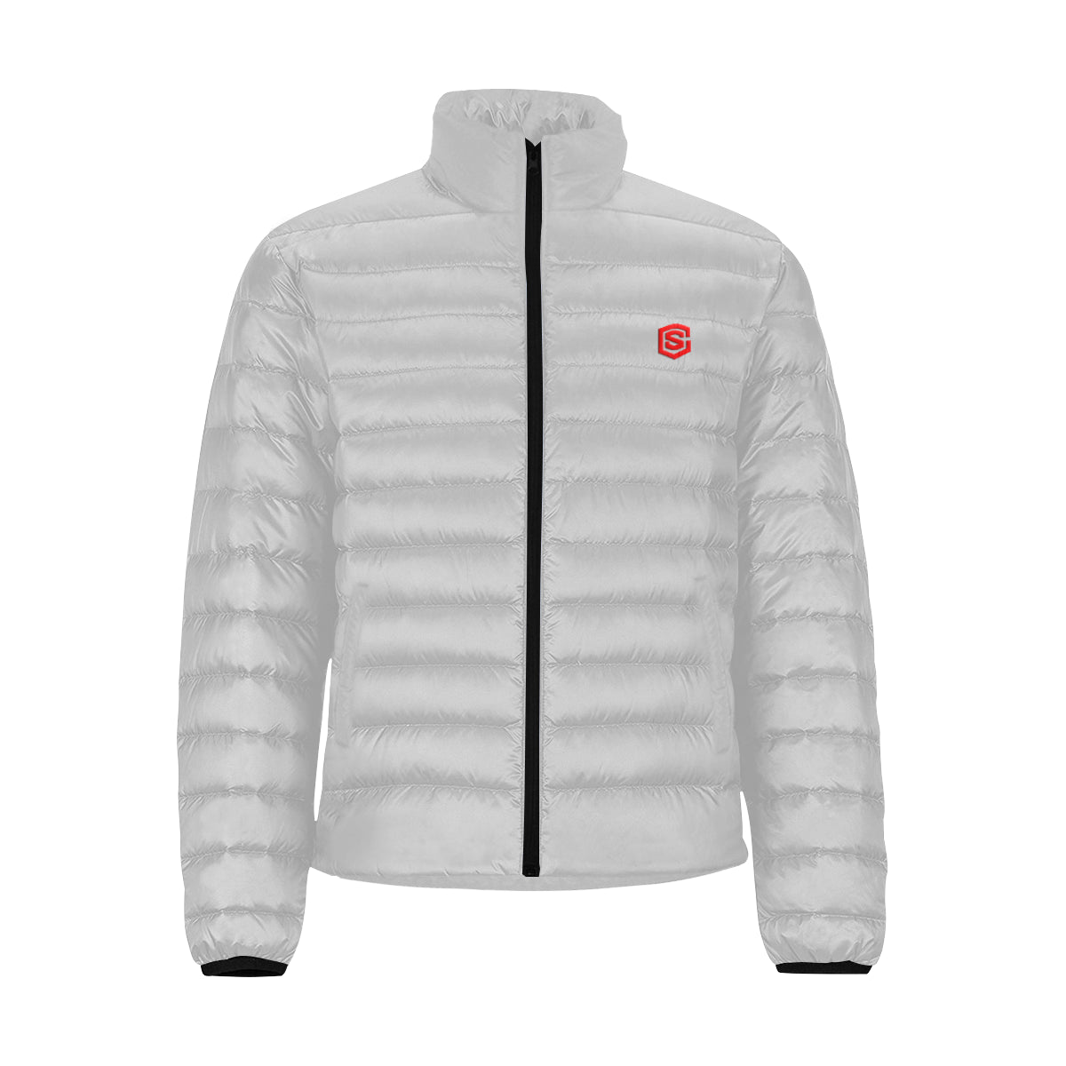 Red Logo Men's Stand Collar Padded Jacket (Model H41)