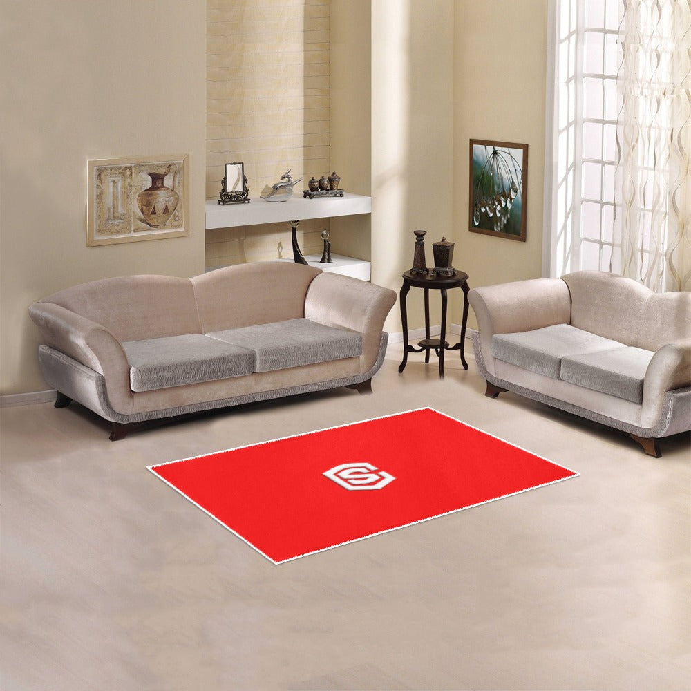 RED SMALL AREA RUG WITH WHITE  LOGO Area Rug 2.6' x 1.7'
