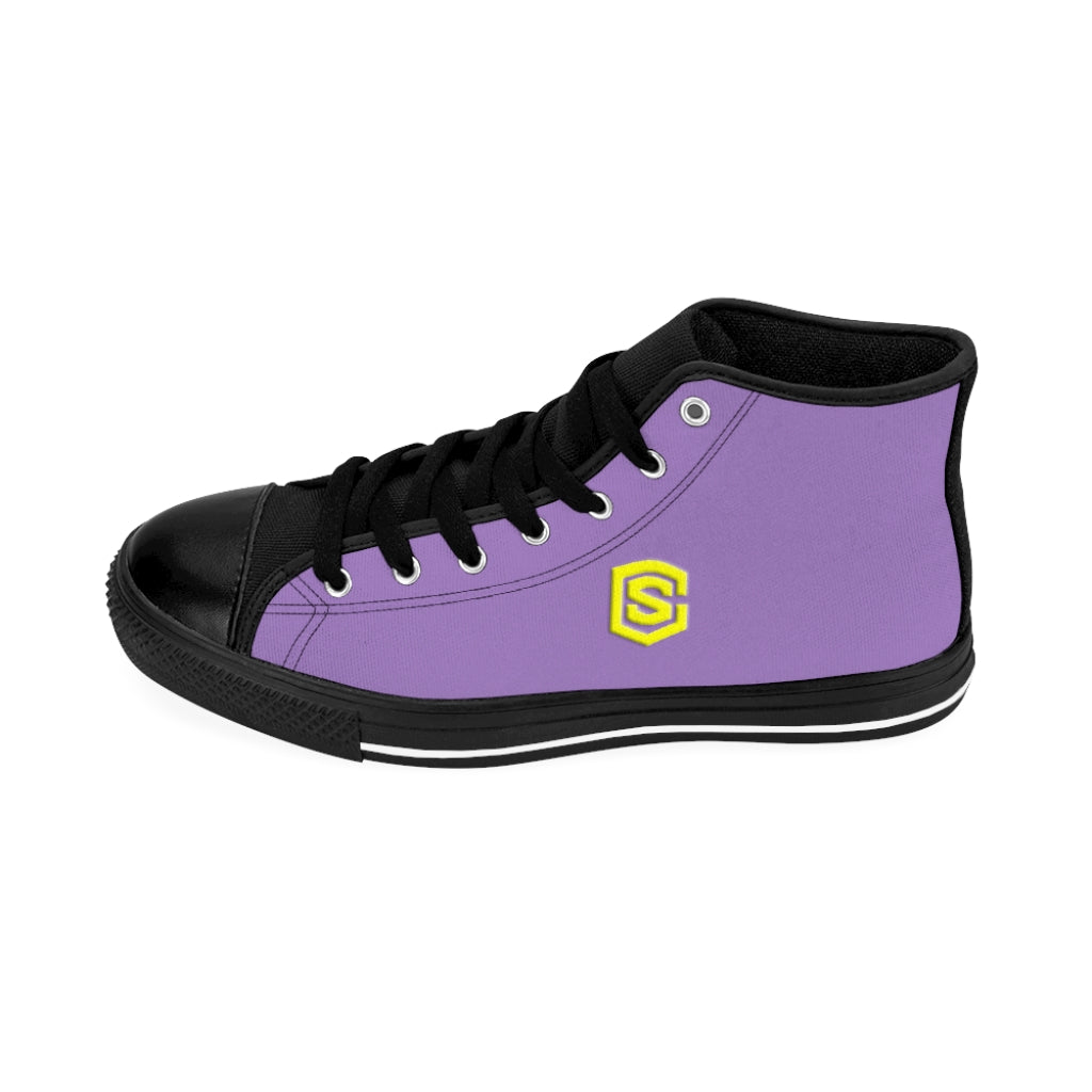 violet Men's High-top Sneakers - yellow logo