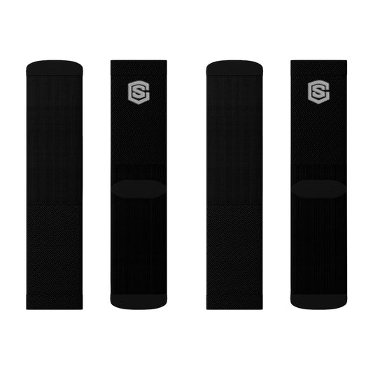 Black Sublimation Socks Silver Logo