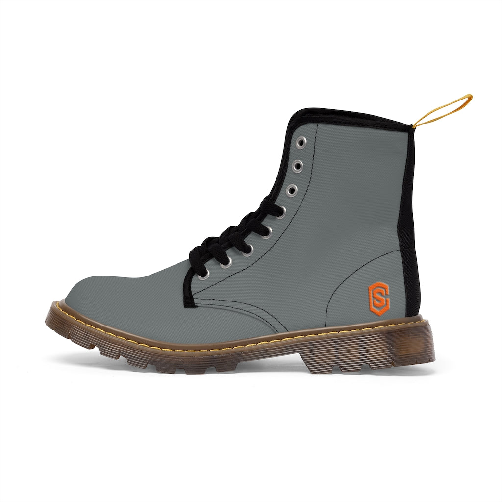 Grey Men's Canvas Boots Orange Logo
