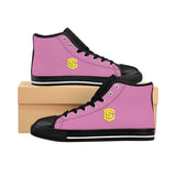 pink Men's High-top Sneakers - yellow logo