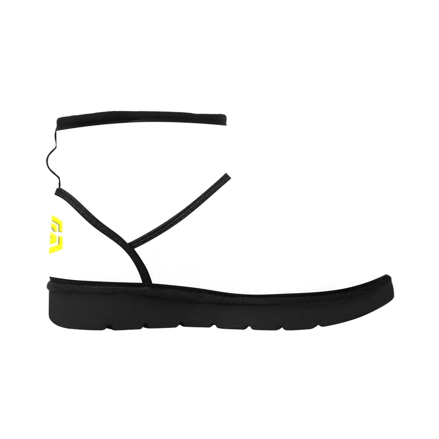 WHITE Low Top Men's Snow Boots WITH YELLOW LOGO Low Top Men's Snow Boots (Model 049)