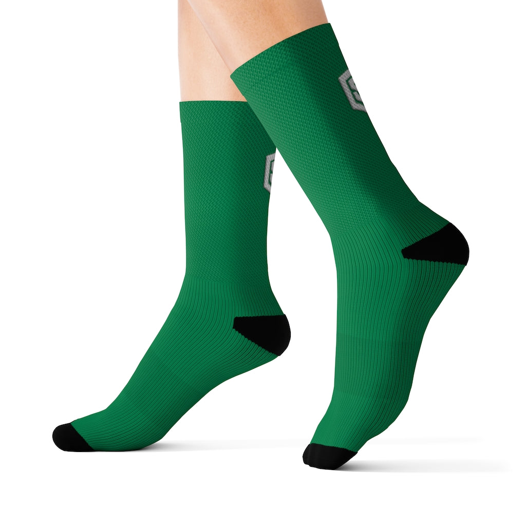Green Sublimation Socks White Logo