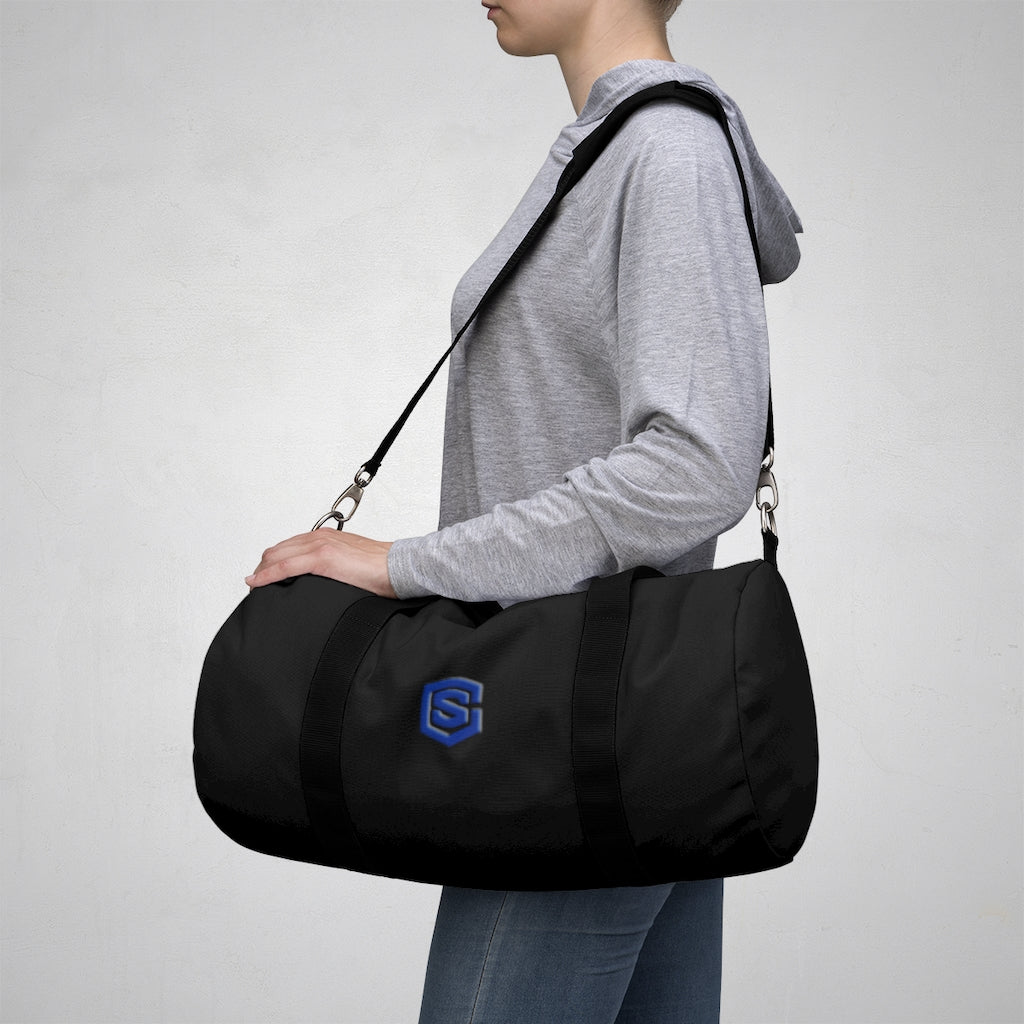 Black Duffel Bag Blue Logo