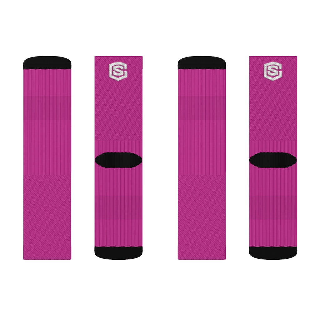 Pink Sublimation Socks White Logo