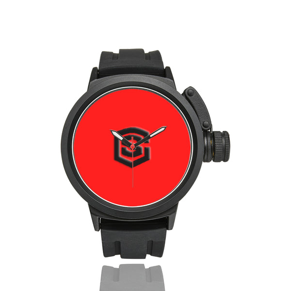 RED MEN SPORT WATCH BLACK LOGO Men's Sport Watch (Model 309)